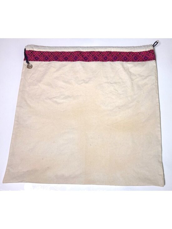 Tory Burch Handbags - Tory Burch Large Canvas Dust Bag Magenta Geometric Trim Gold Logo Charm 22x21